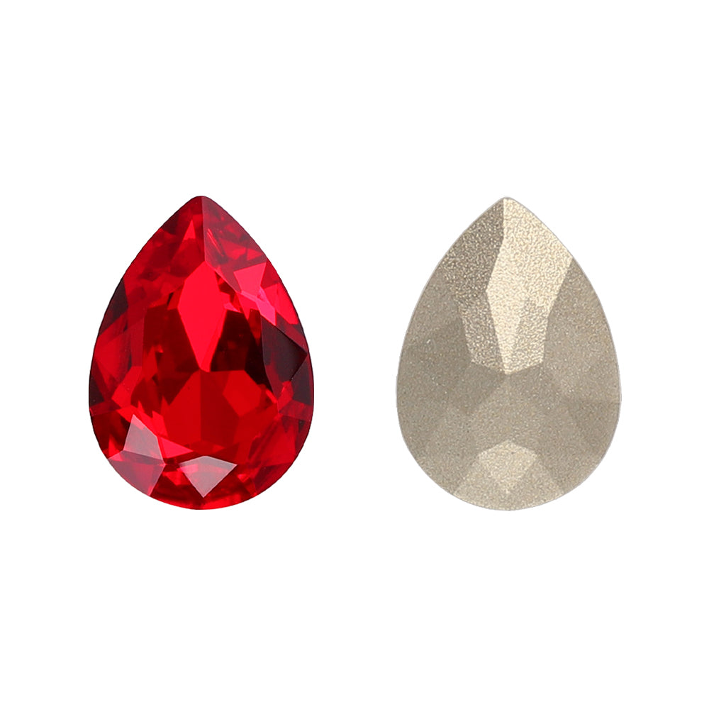 Light Siam Pear Shape High Quality Glass Pointed Back Fancy Rhinestones