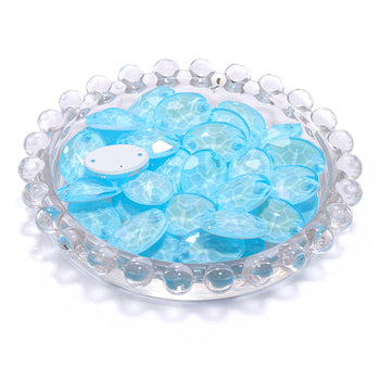Electric Neon Aquamarine Oval Shape High Quality Glass Sew-on Rhinestones WholesaleRhinestone