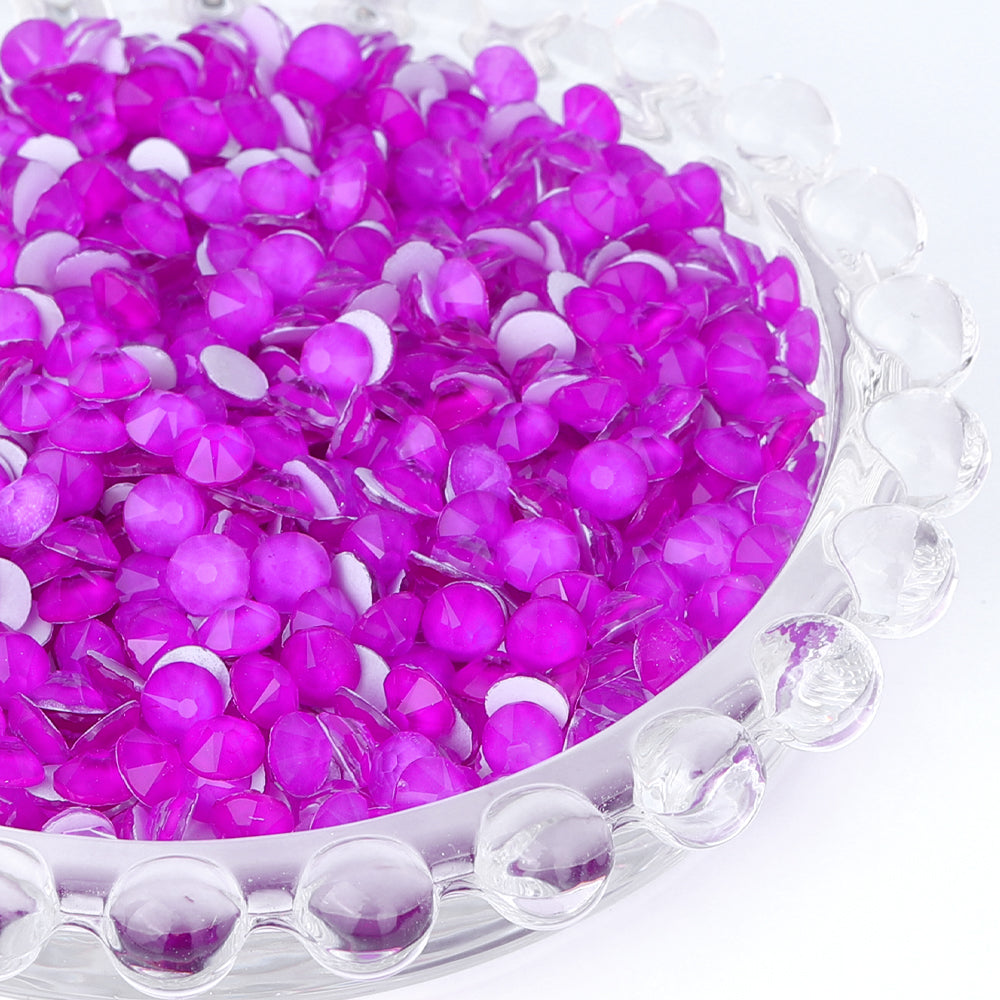 Purple Rhinestone Glass Neon Purple Glass Flat Back Glue-On Rhinestones 16 Cut Facets ...