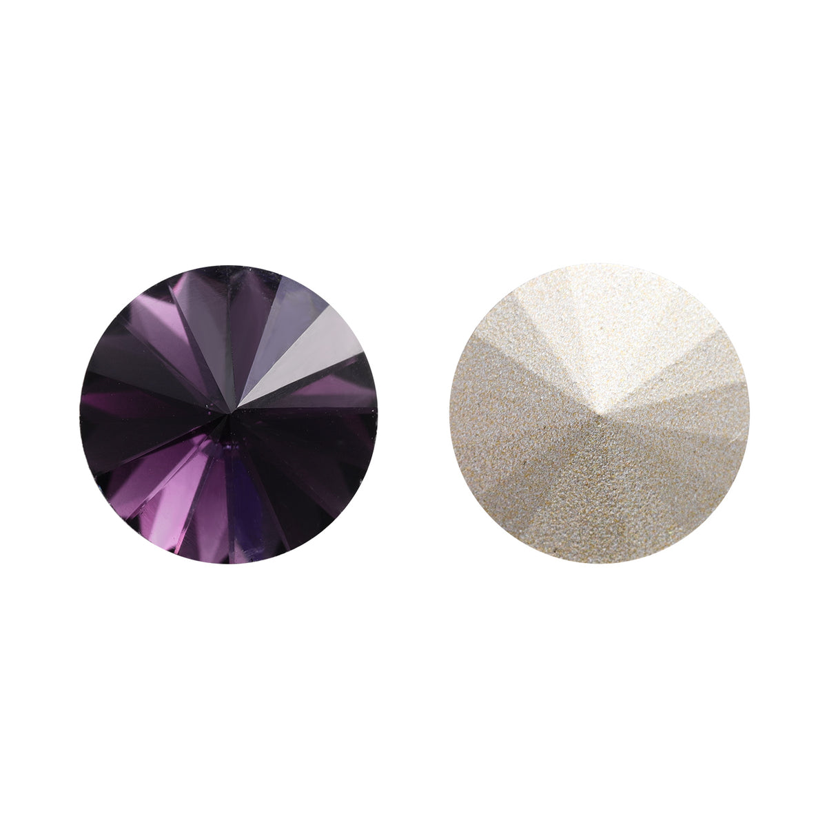 Amethyst Rivoli Shape High Quality Glass Pointed Back Fancy Rhinestones WholesaleRhinestone Imagen principal del producto