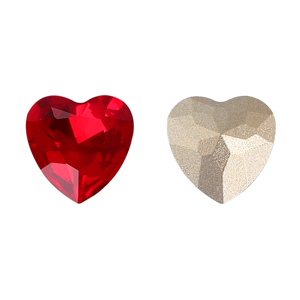 Light Siam Heart Shape High Quality Glass Pointed Back Fancy Rhinestones WholesaleRhinestone