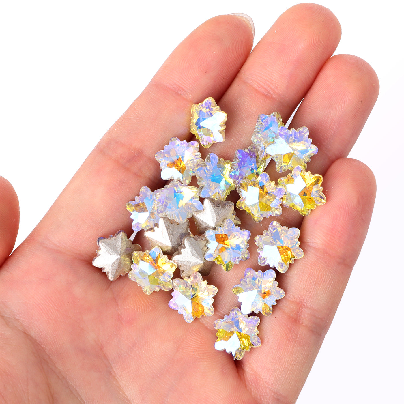 Paradise Shine Snowflake Shape Glass Pointed Back Fancy Rhinestones