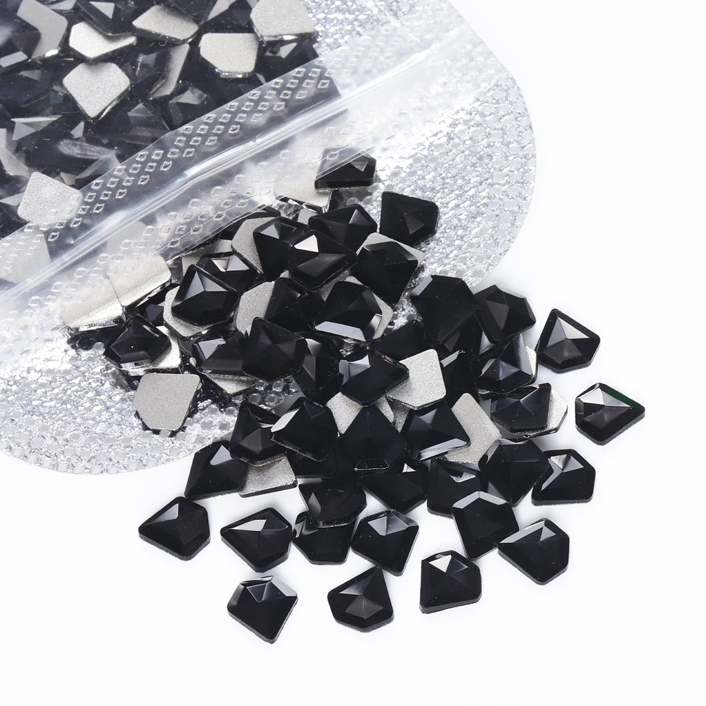 Diamond Shape Black Flat Back Fancy Rhinestones