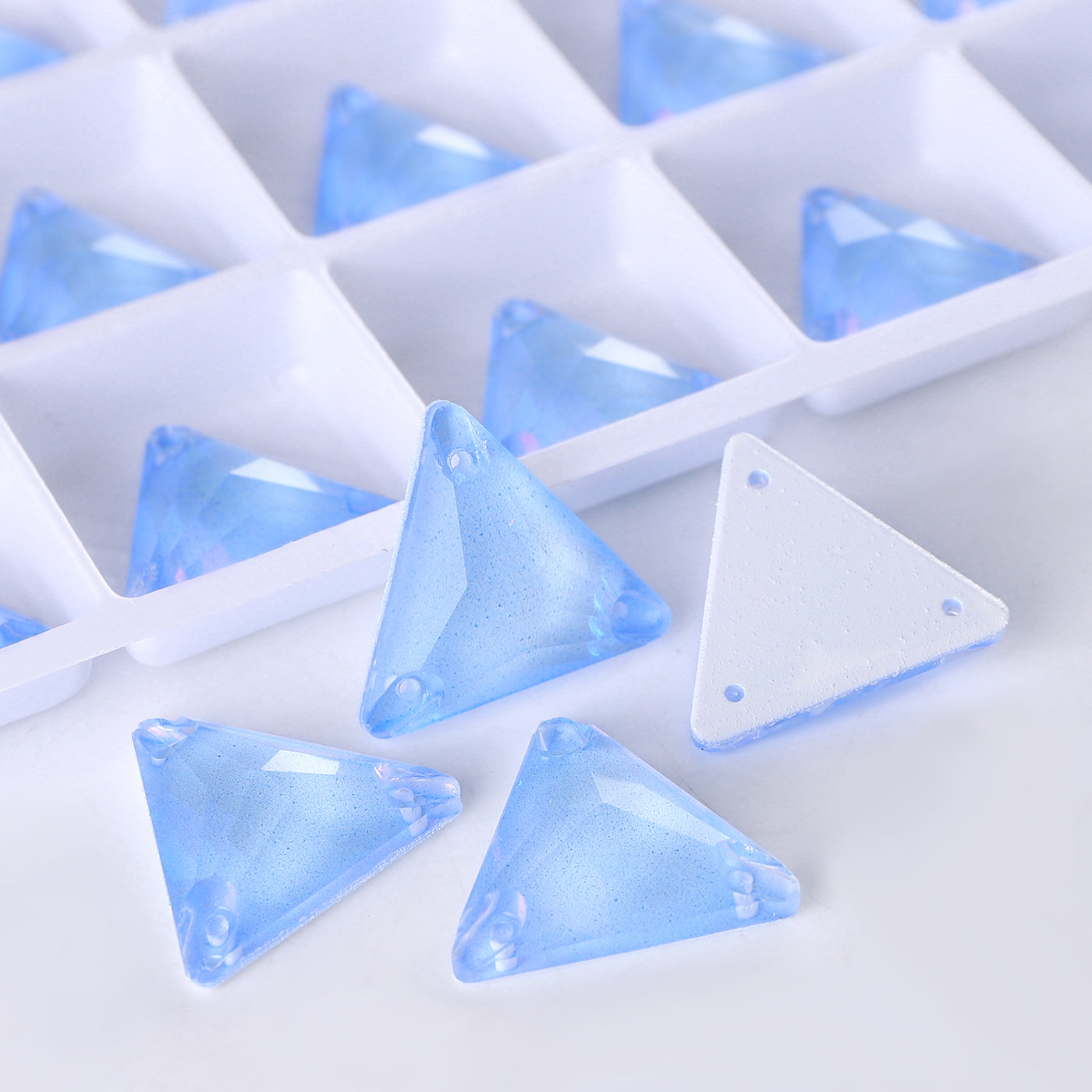 Electric Neon Light Blue Triangle Shape High Quality Glass Sew-on Rhinestones Secondary image