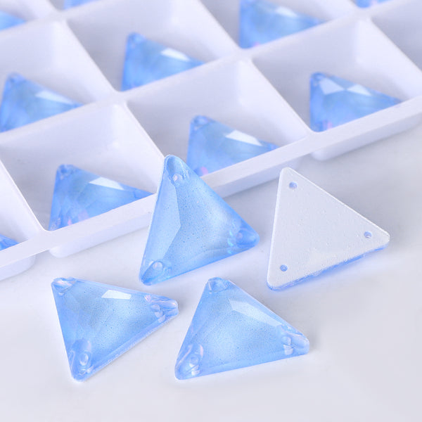 Electric Neon Light Blue Triangle Shape High Quality Glass Sew-on Rhinestones WholesaleRhinestone