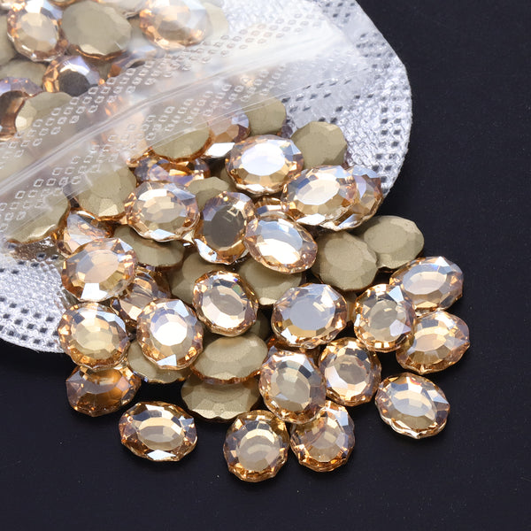 Champagne Magic Mirror Shape Pointed Back Fancy Rhinestones For Nail Art