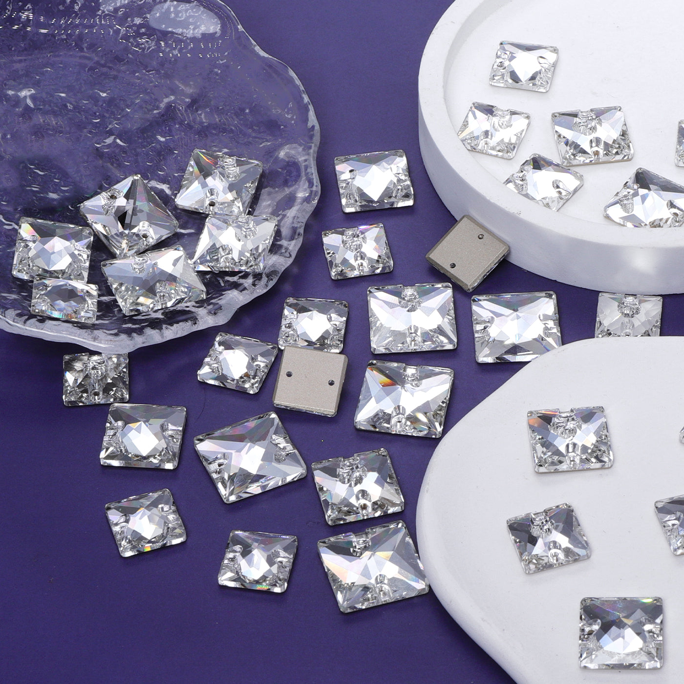 Mixed Sizes Crystal Square Shape High Quality Glass Sew-on Rhinestones
