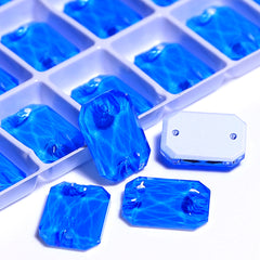 Electric Neon Blue Octagon Shape High Quality Glass Sew-on Rhinestones