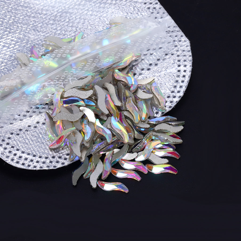 Wave Shape Crystal AB Flat Back Fancy Rhinestones