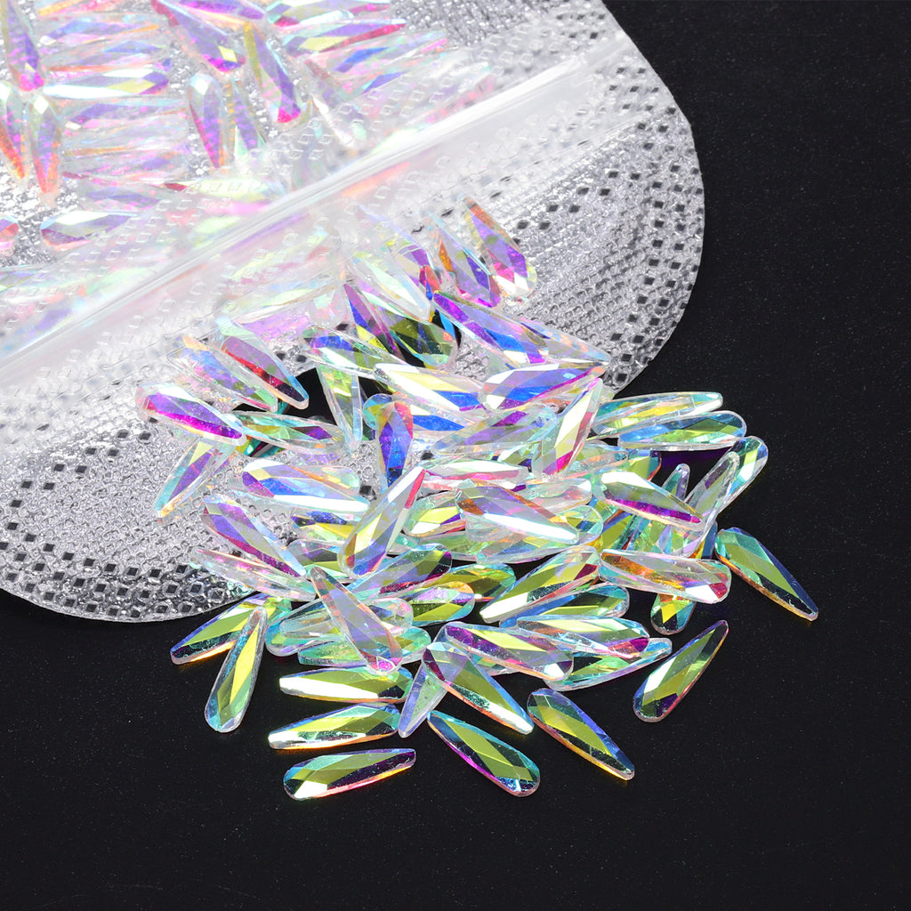 Raindrop Shape Crystal AB Unfoiled Flat Back Fancy Rhinestones WholesaleRhinestone