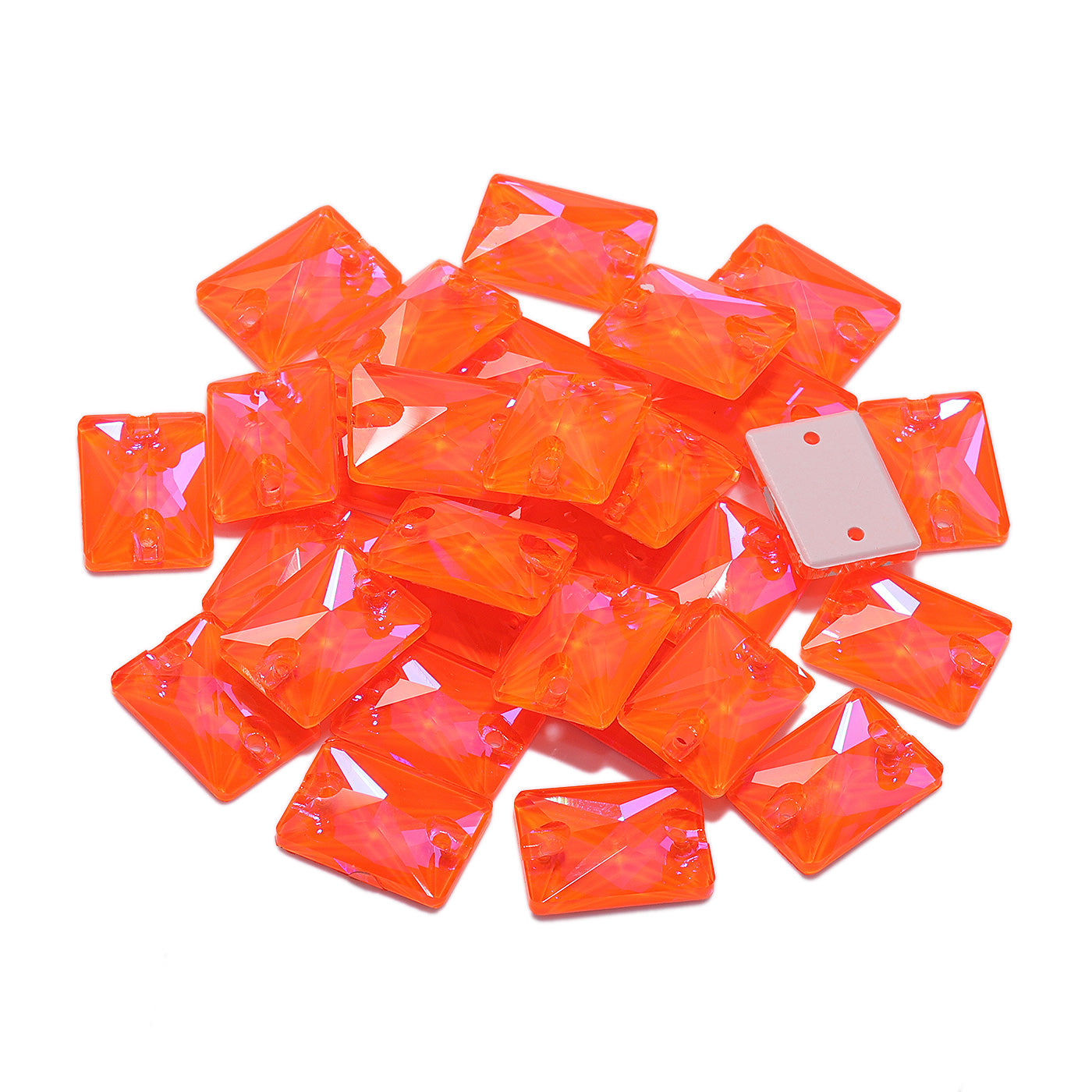 Electric Neon Orange Yellow Rectangle Shape High Quality Glass Sew-on Rhinestones Secondary image