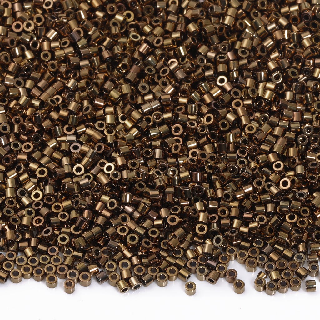Metallisk Dark Gold Luster Color Høj kvalitet glascylinderfrøperler 1,6 mm Størrelse JS3004