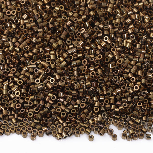 Metallisk Dark Gold Luster Color Høj kvalitet glascylinderfrøperler 1,6 mm Størrelse JS3004