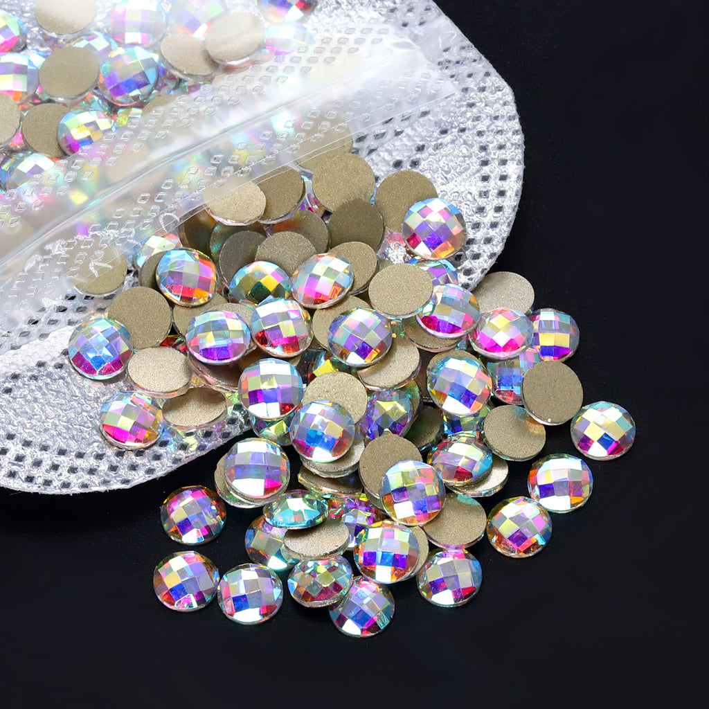 Round Shape Crystal AB Flat Back Fancy Rhinestones