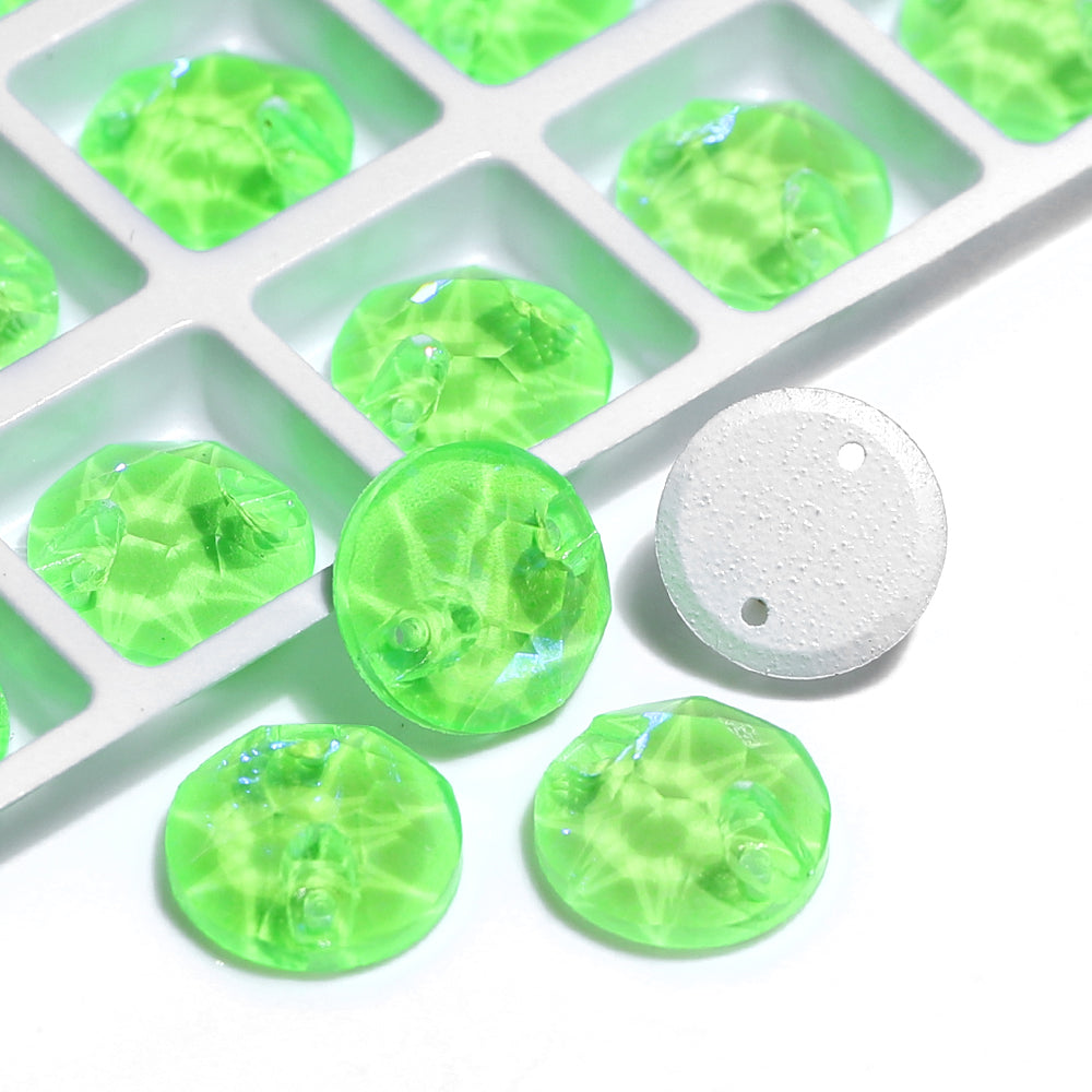 Electric Neon Peridot XIRIUS Round Shape High Quality Glass Sew-on Rhinestones