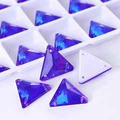Electric Neon Violet Triangle Shape High Quality Glass Sew-on Rhinestones