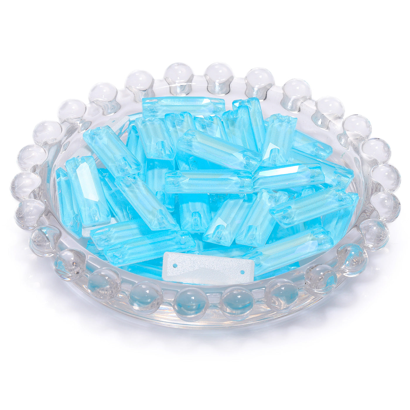 Electric Neon Aquamarine Cosmic Baguette Shape High Quality Glass Sew-on Rhinestones