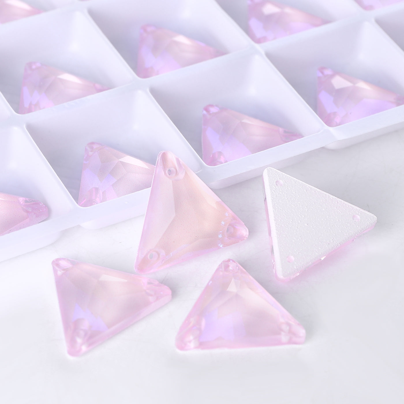 Electric Neon Light Rose Triangle Shape High Quality Glass Sew-on Rhinestones Secondary image