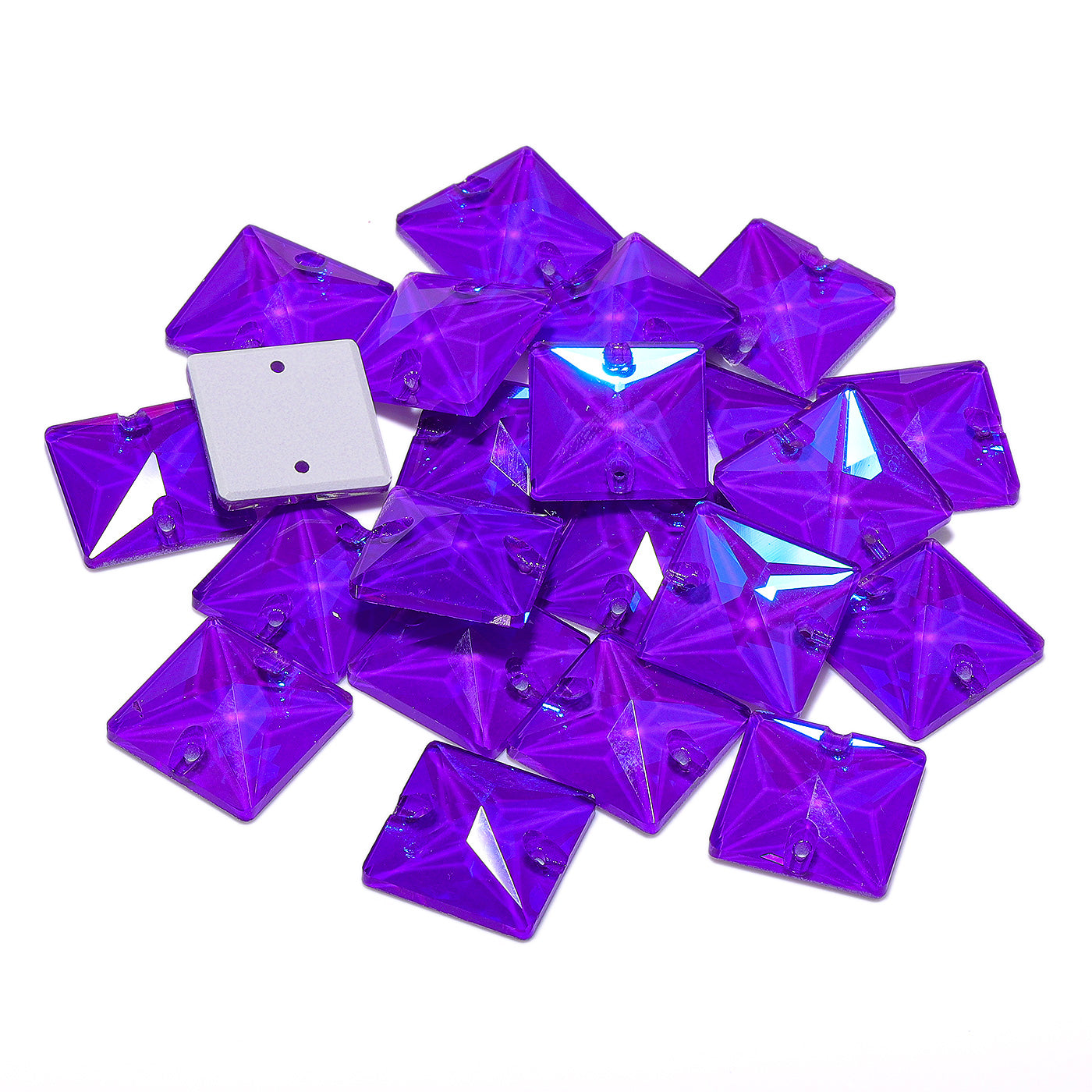 Electric Neon Violet Square Shape High Quality Glass Sew-on Rhinestones