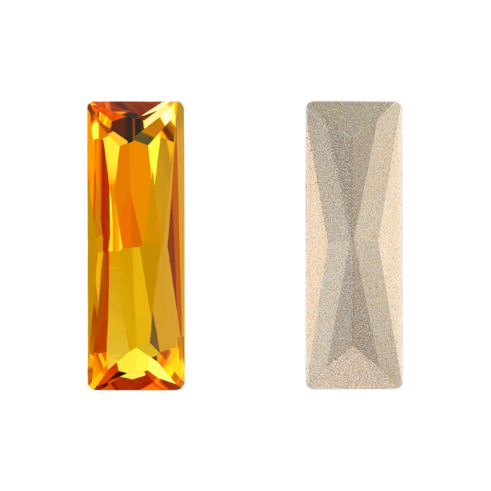 Light Topaz Princess Baguette Shape High Quality Glass Pointed Back Fancy Rhinestones
