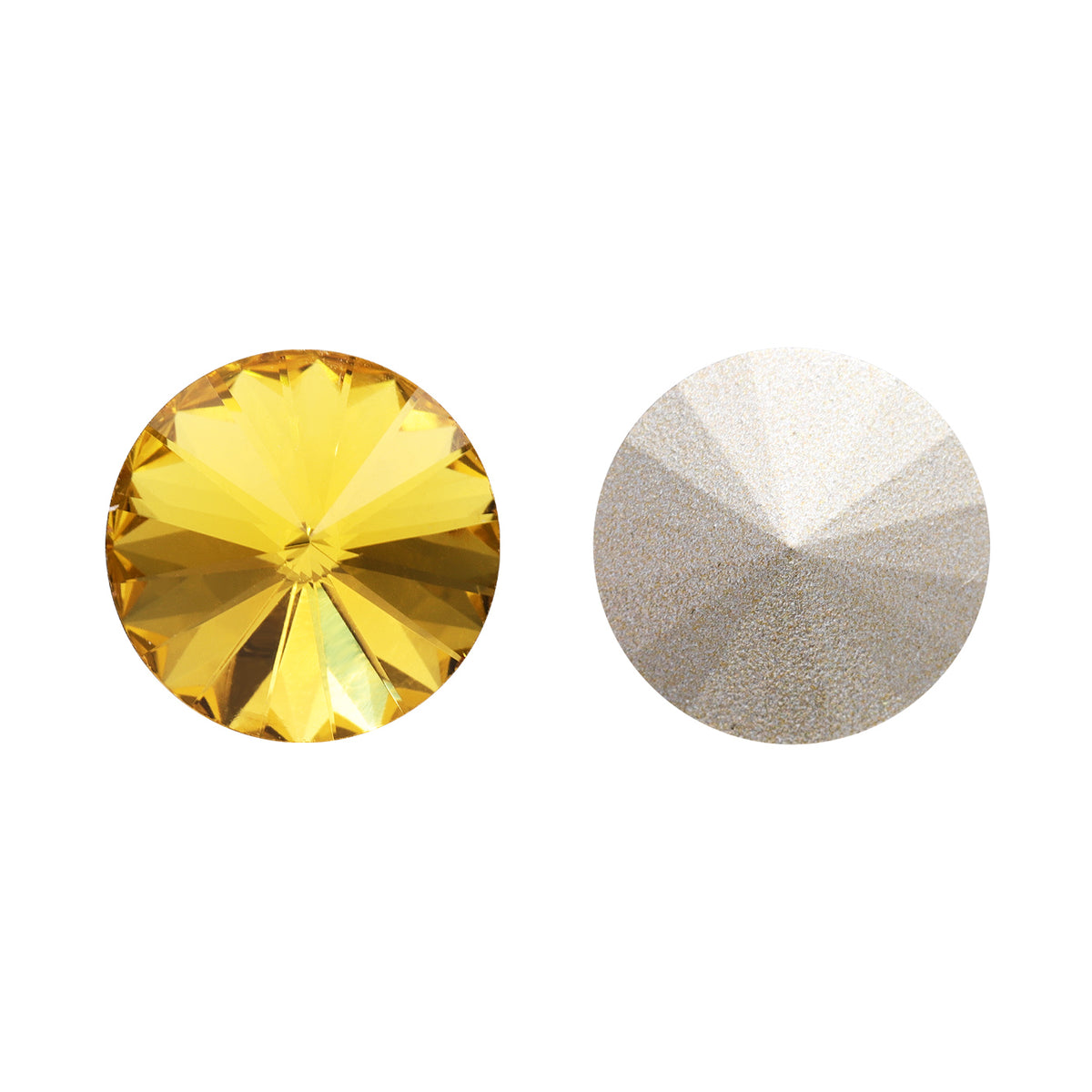 Light Topaz Rivoli Shape High Quality Glass Pointed Back Fancy Rhinestones WholesaleRhinestone Imagen principal del producto