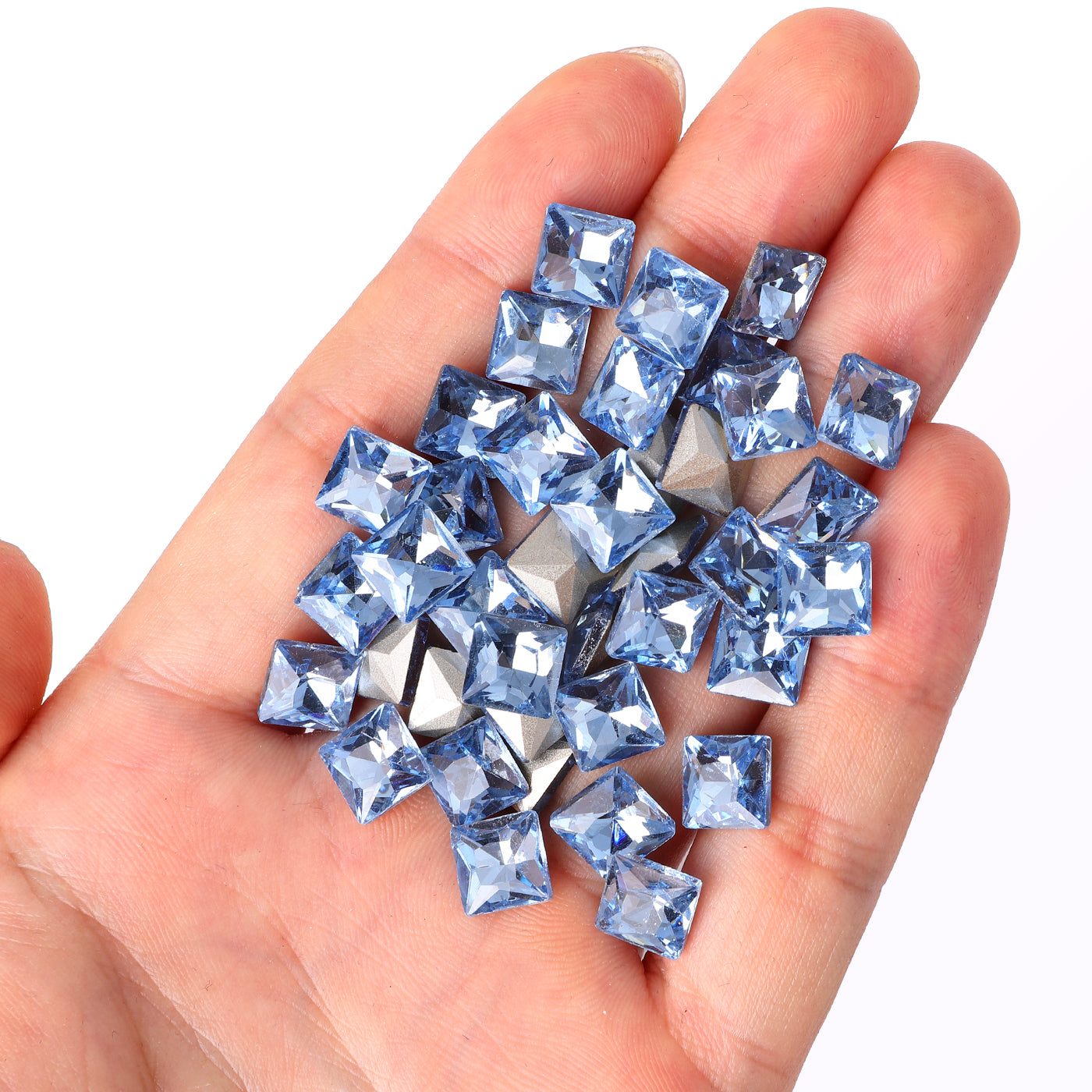 Lt Light Blue Princess Square Shape Glass Pointed Back Fancy Rhinestones Второстепенное изображение товара