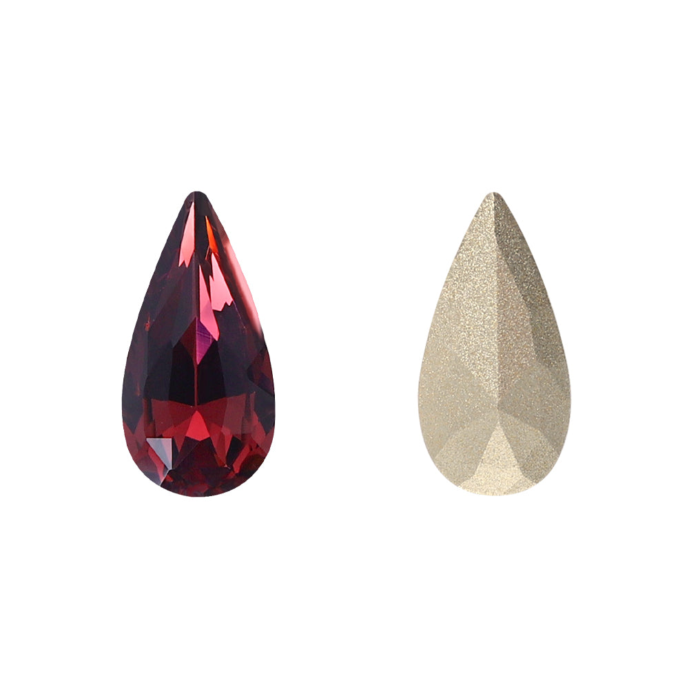Forme de larme bordeaux Verre de haute qualité en arrière pointu en arrière de strass de fantaisie Image principale du produit