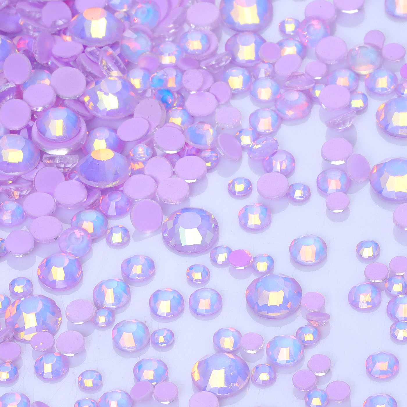 Mixed Sizes Mocha Opal Lt Purple Glass Flat Back Rhinestones For Nail Art WholesaleRhinestone