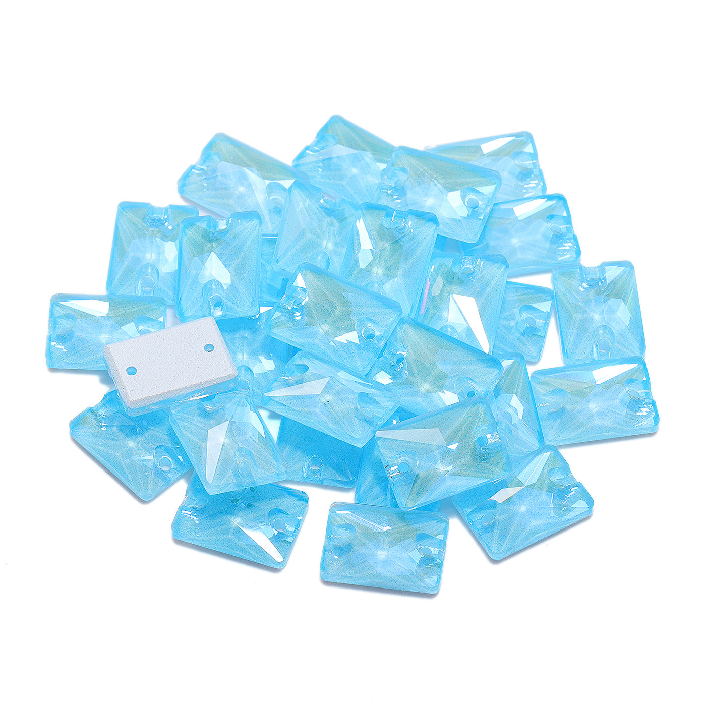 Electric Neon Aquamarine Rectangle Shape High Quality Glass Sew-on Rhinestones Secondary image