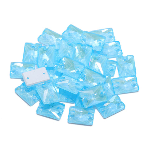 Electric Neon Aquamarine Rectangle Shape High Quality Glass Sew-on Rhinestones Secondary image