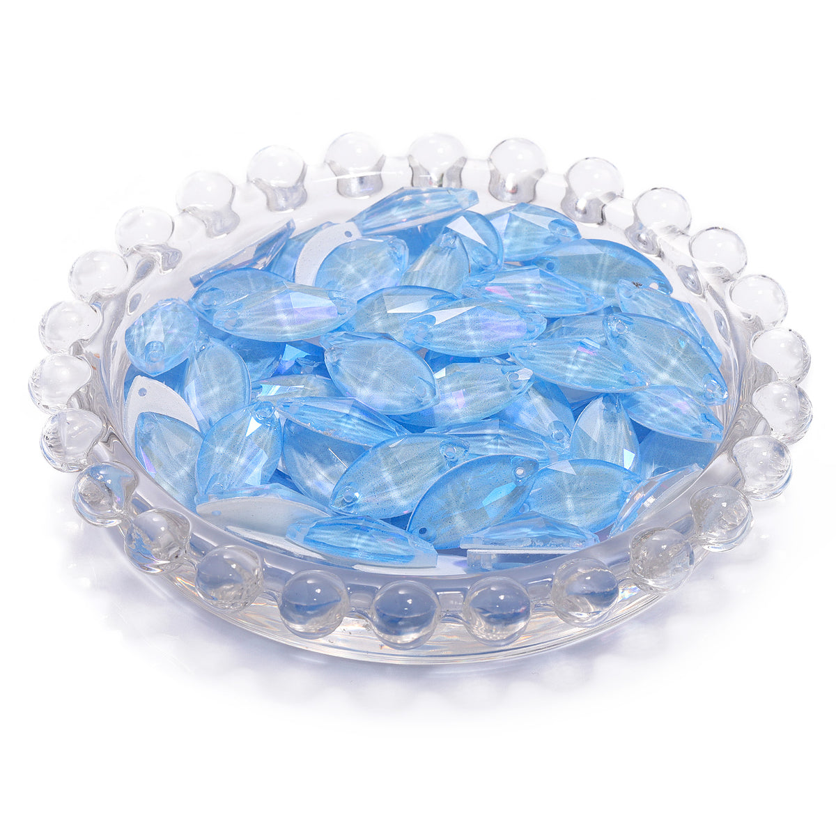 Electric Neon Light Blue Navette Shape High Quality Glass Sew-on Rhinestones WholesaleRhinestone