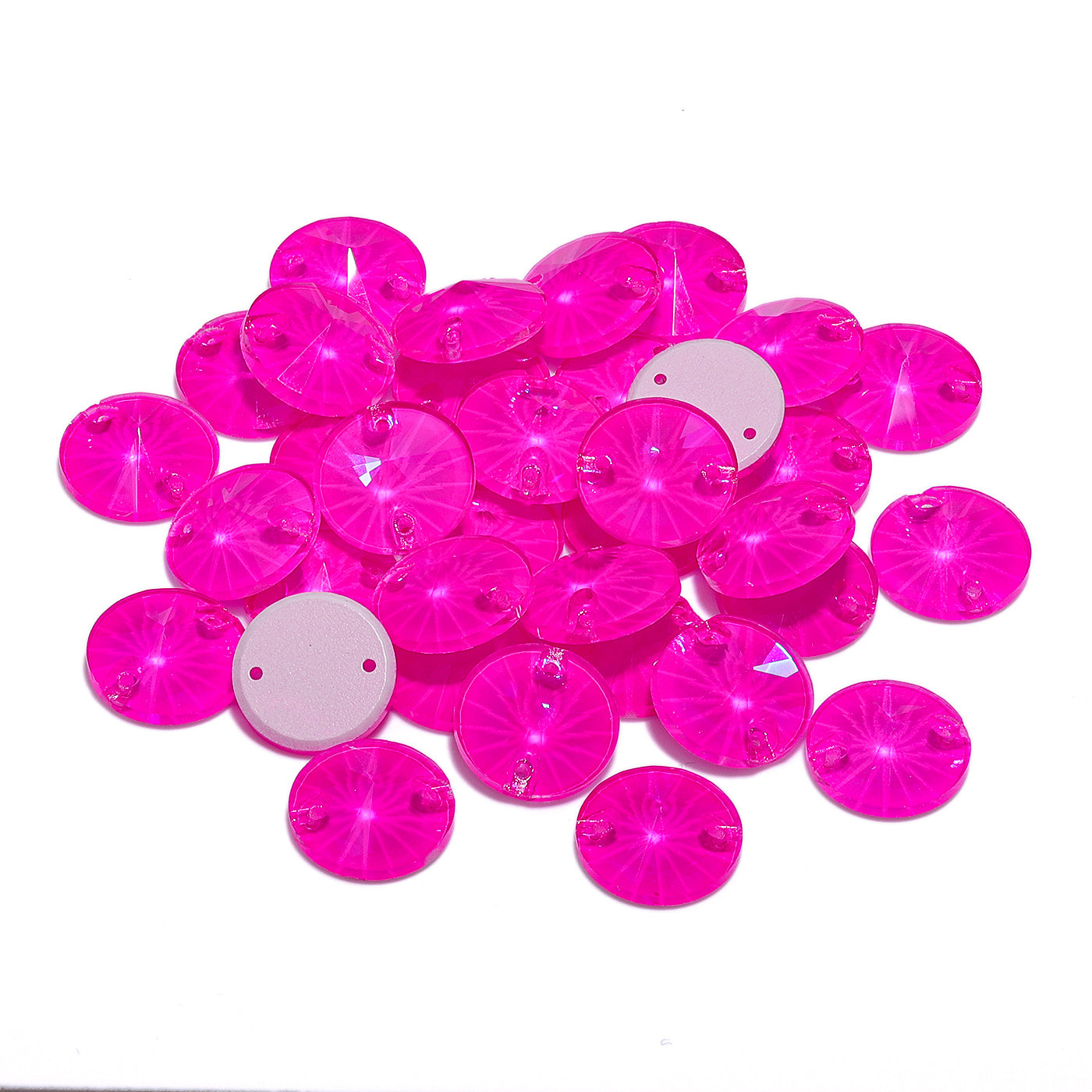 Electric Neon Fuchsia Rivoli Shape High Quality Glass Sew-on Rhinestones Secondary image