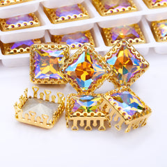 Paradijs Shine Princess Square vorm hoogwaardige glas naa-op nest holle klauw strass