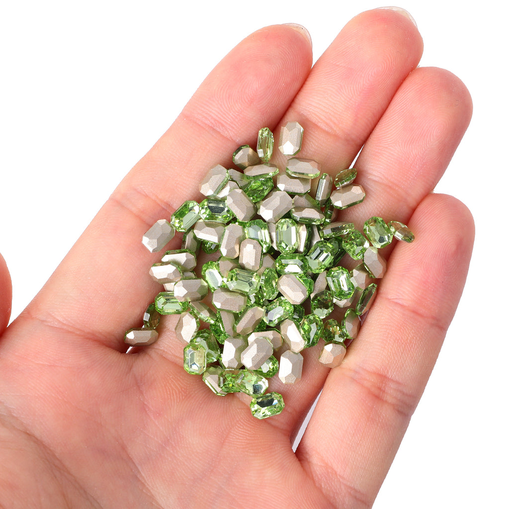 Apple Green Thin Octagon Shape Glass Pointed Back Fancy Rhinestones WholesaleRhinestone