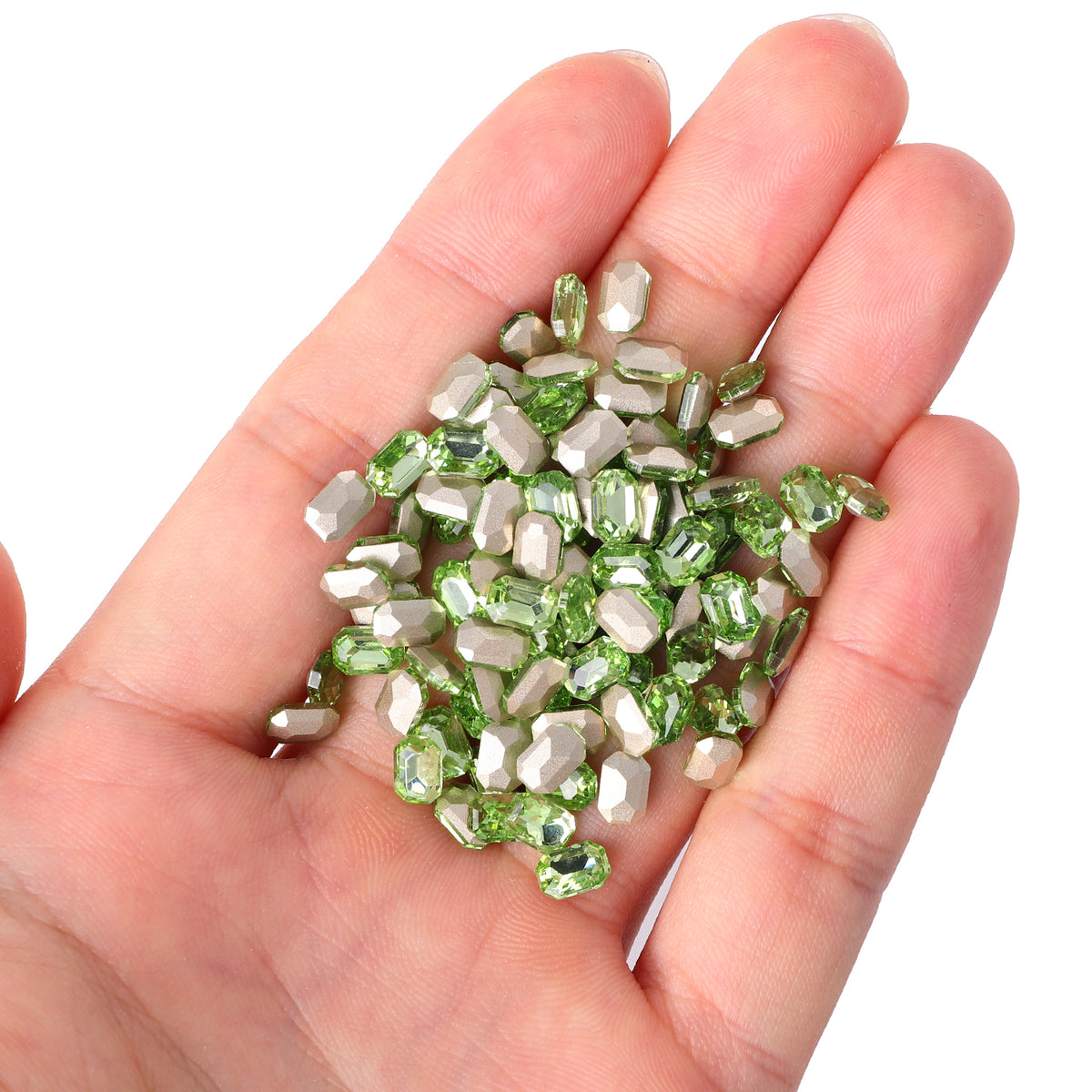 Apple Green Thin Octagon Shape Glass Pointed Back Fancy Rhinestones WholesaleRhinestone