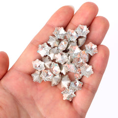 Cognac White Snowflake Shape Glass Pointed Back Fancy Rhinestones