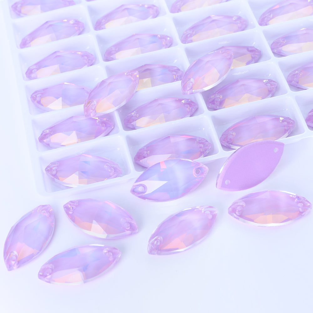 Lavender AM Navette Shape High Quality Glass Sew-on Rhinestones WholesaleRhinestone