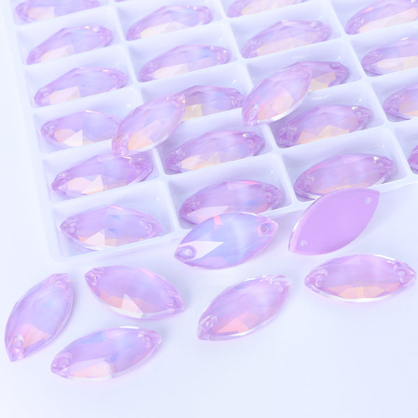 Lavender AM Navette Shape High Quality Glass Sew-on Rhinestones WholesaleRhinestone