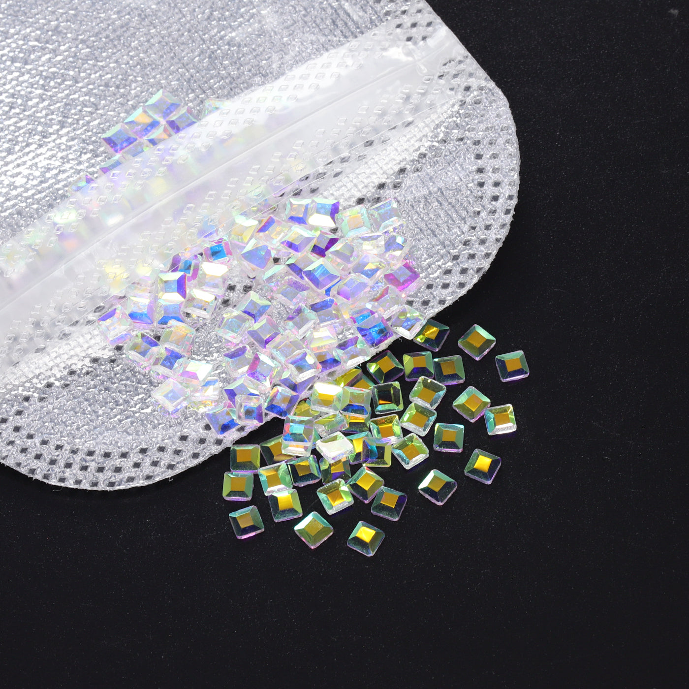 Square Shape Crystal AB Unfoiled Flat Back Fancy Rhinestones