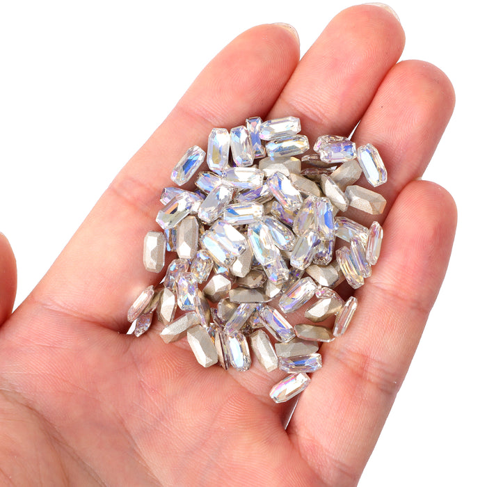Moonlight Elongated Imperial Shape Glass Pointed Back Fancy Rhinestones