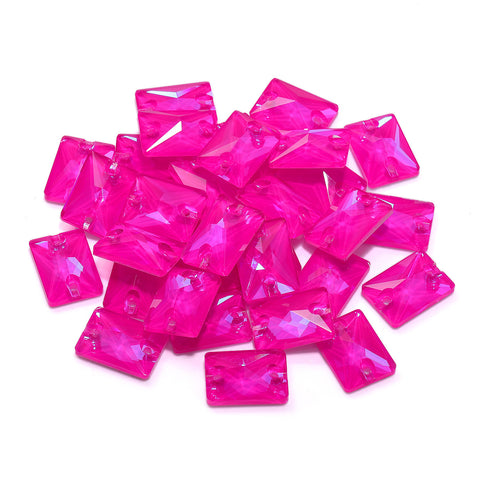 Electric Neon Fuchsia Rectangle Shape High Quality Glass Sew-on Rhinestones Secondary image