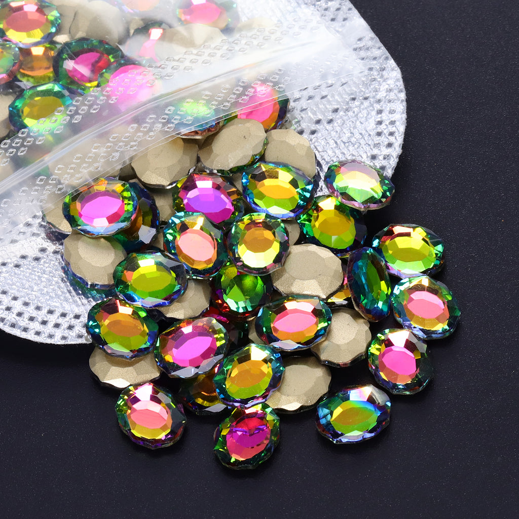 Rainbow Magic Mirror Shape Pointed Back Fancy Rhinestones For Nail Art