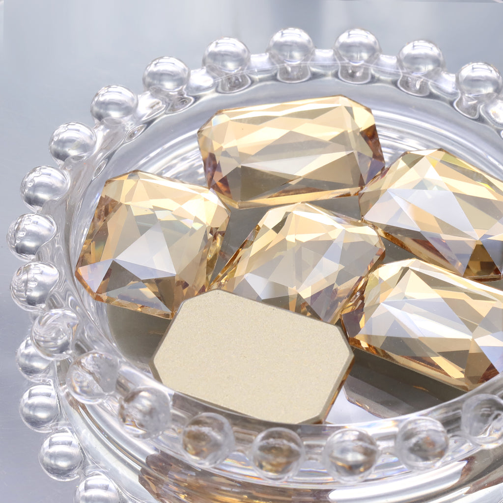 Golden Shadow Octagon Shape High Quality Glass Beveled Flat Back Rhinestones WholesaleRhinestone