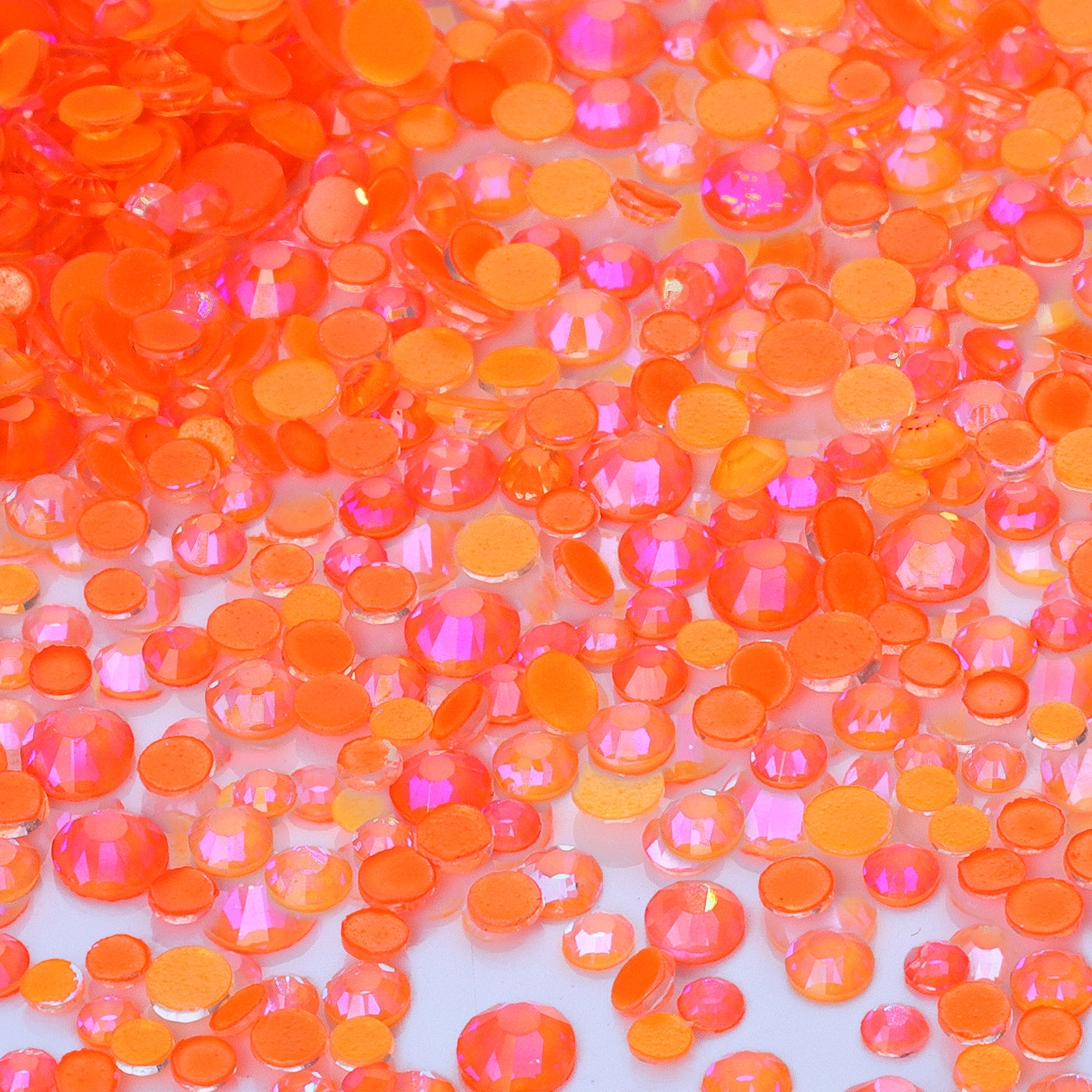 Mixed Sizes Mocha Shimmer Orange Glass Flat Back Rhinestones For Nail Art