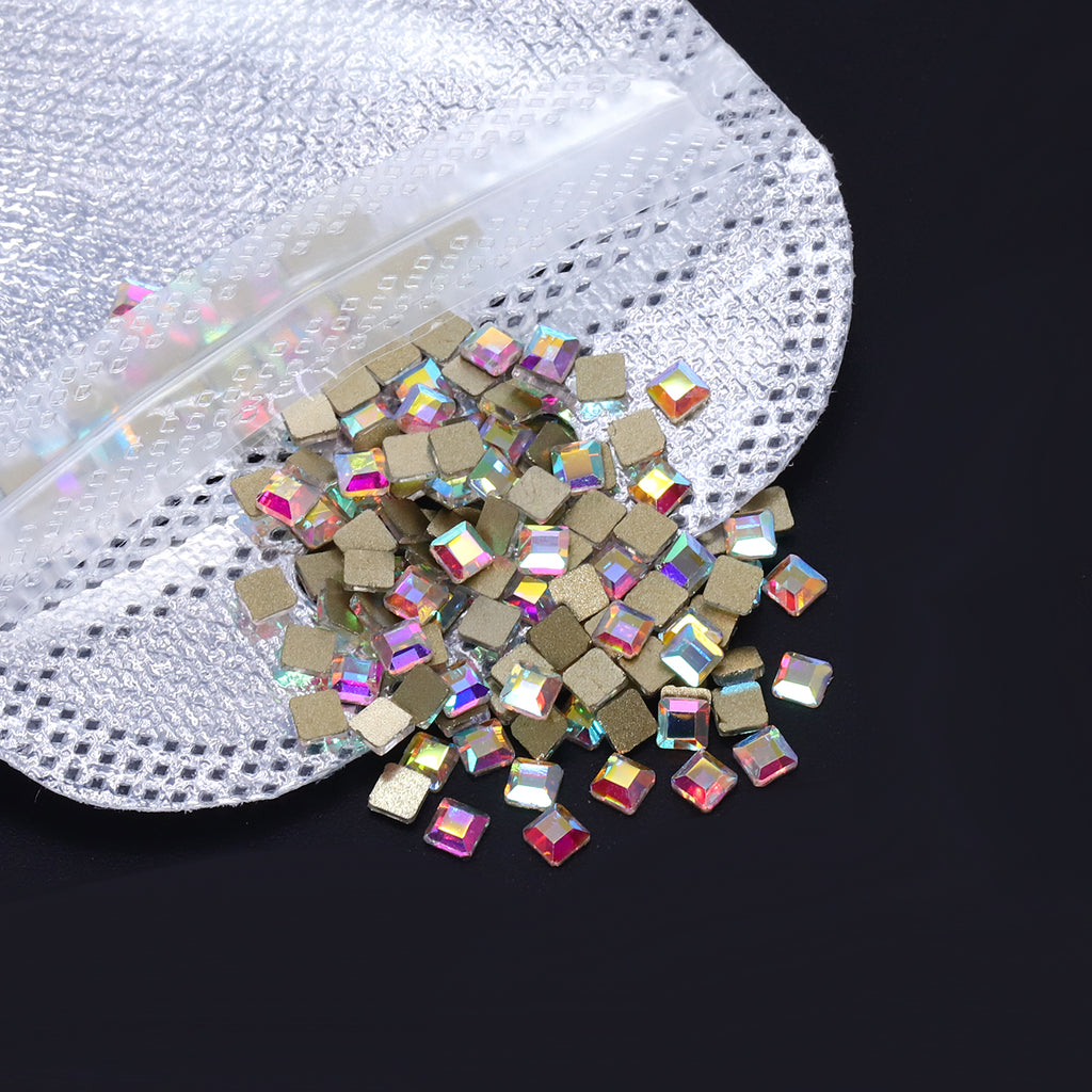 Square Shape Crystal AB Flat Back Fancy Rhinestones