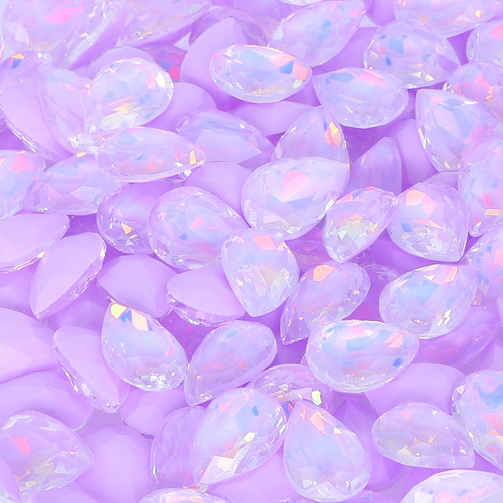Light Purple AM Drop Shape Glass Pointed Back Fancy Rhinestones
