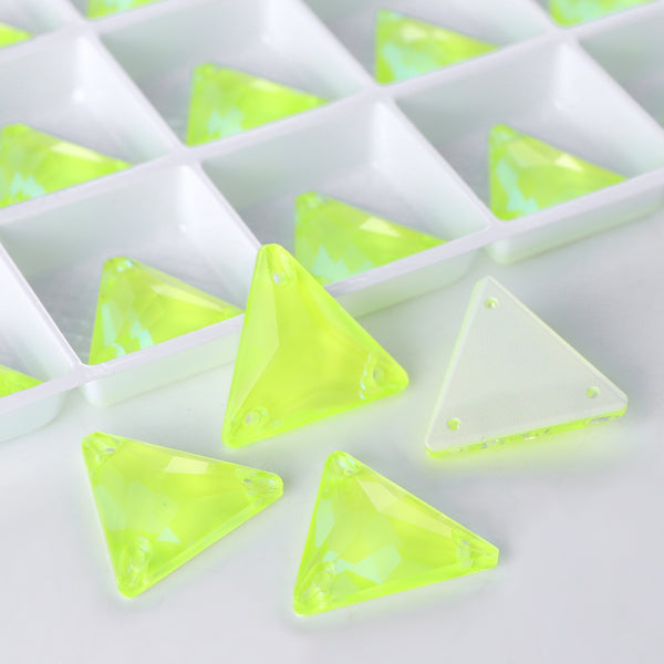 Electric Neon Jonquil Triangle Shape High Quality Glass Sew-on Rhinestones WholesaleRhinestone