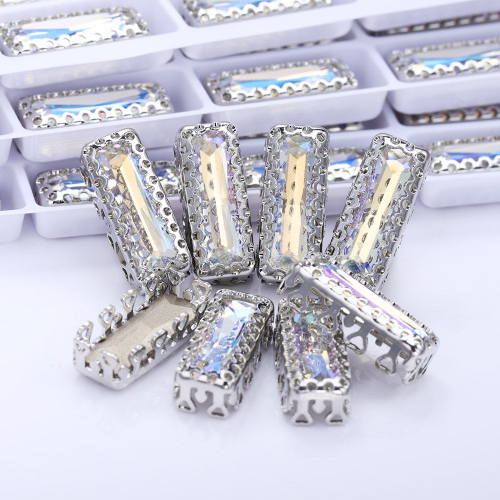 Moonlight Princess Baguette Shape High-Quality Glass Sew-on Nest Hollow Claw Rhinestones WholesaleRhinestone