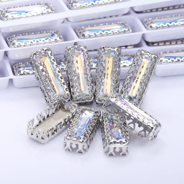 Moonlight Princess Baguette Shape High-Quality Glass Sew-on Nest Hollow Claw Rhinestones WholesaleRhinestone