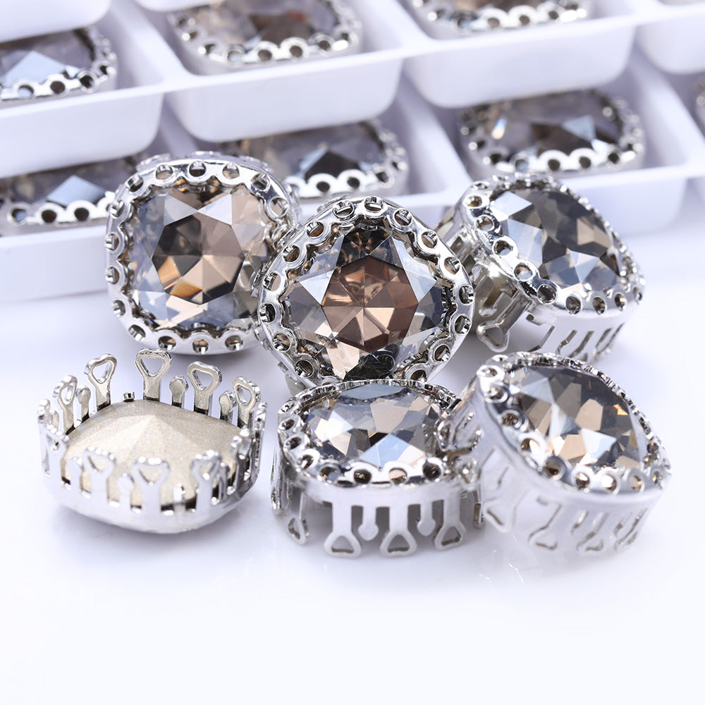 Satin Cushion Square Shape High-Quality Glass Sew-on Nest Hollow Claw Rhinestones WholesaleRhinestone